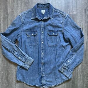 Calvin Klein Blue Denim long sleeve Button Down